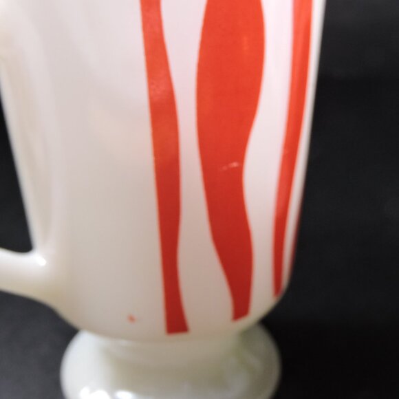 3 Vintage AH Fire King Milk Glass Coffee Mugs - Pedestal Base - Wavy Lines - Picture 14 of 16